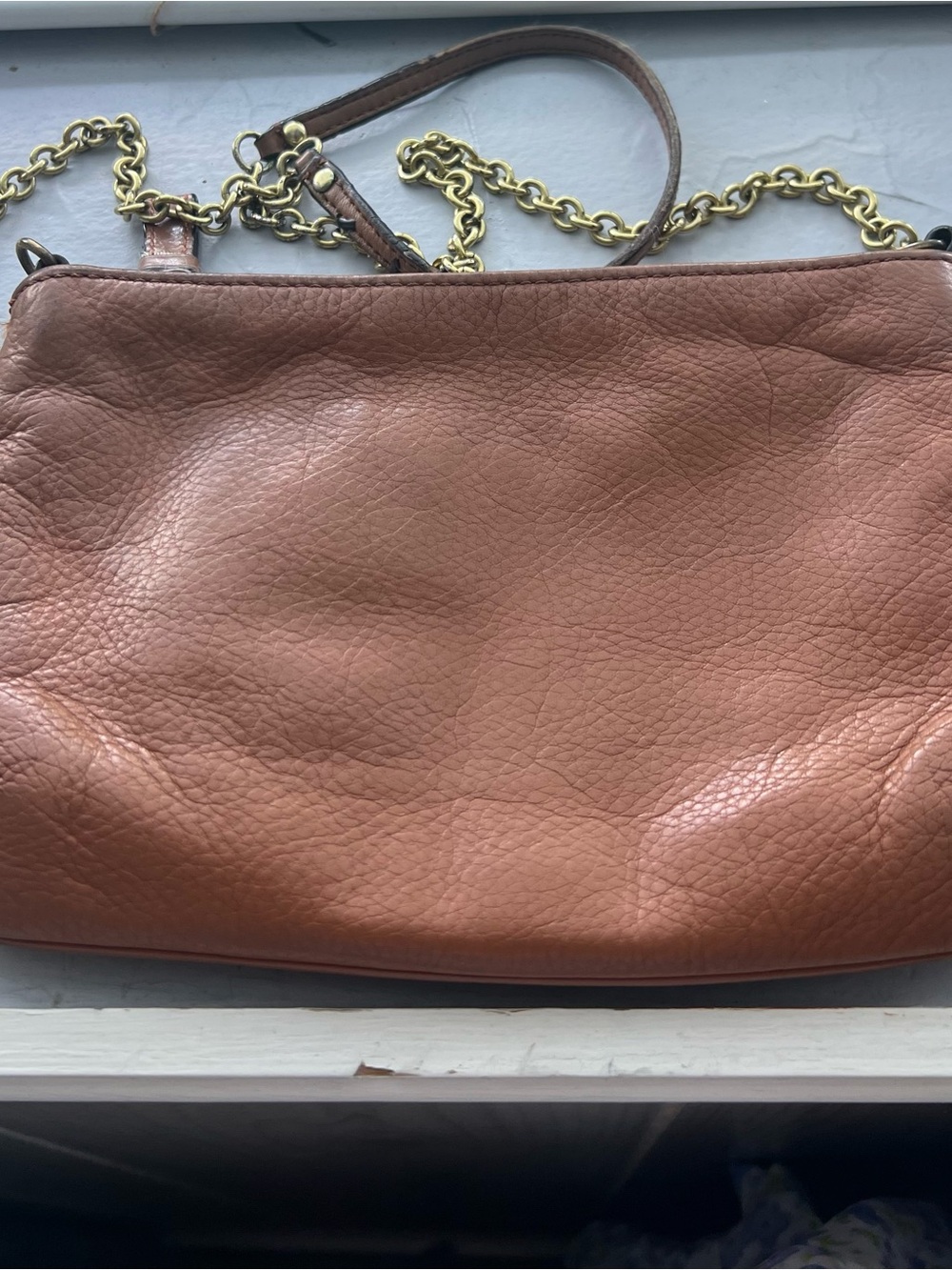 Coach Madison Isabelle crossbody brown leather bag & gold chain strap hardware. - Picture 3 of 4